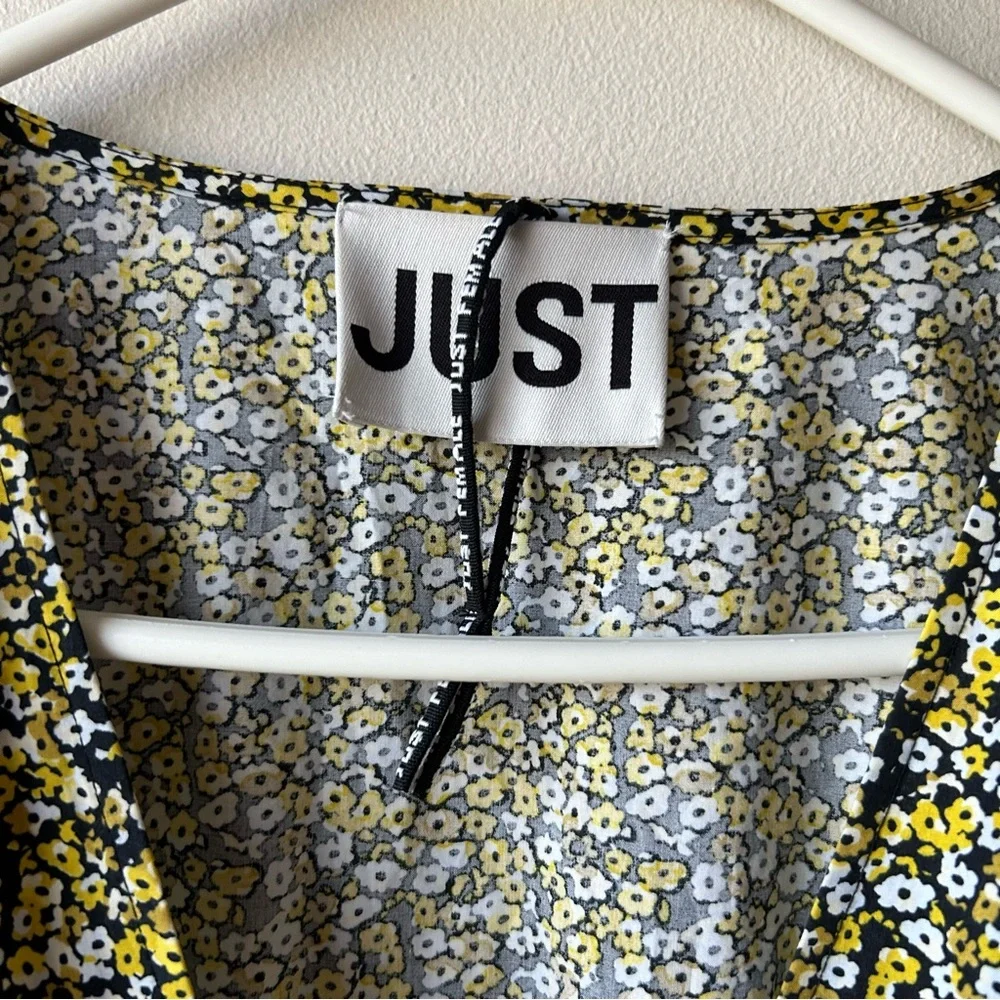JUST Female Dove Midi Dress Black Yellow Floral Print M
